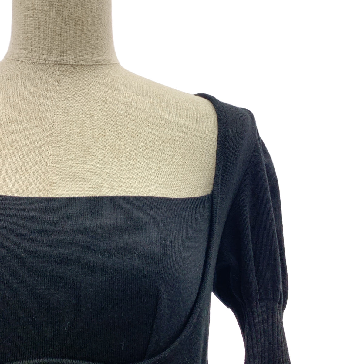 FETICO | 2024 秋冬 | 條紋羅紋針織洋裝 | F碼 | 黑色 | 女款