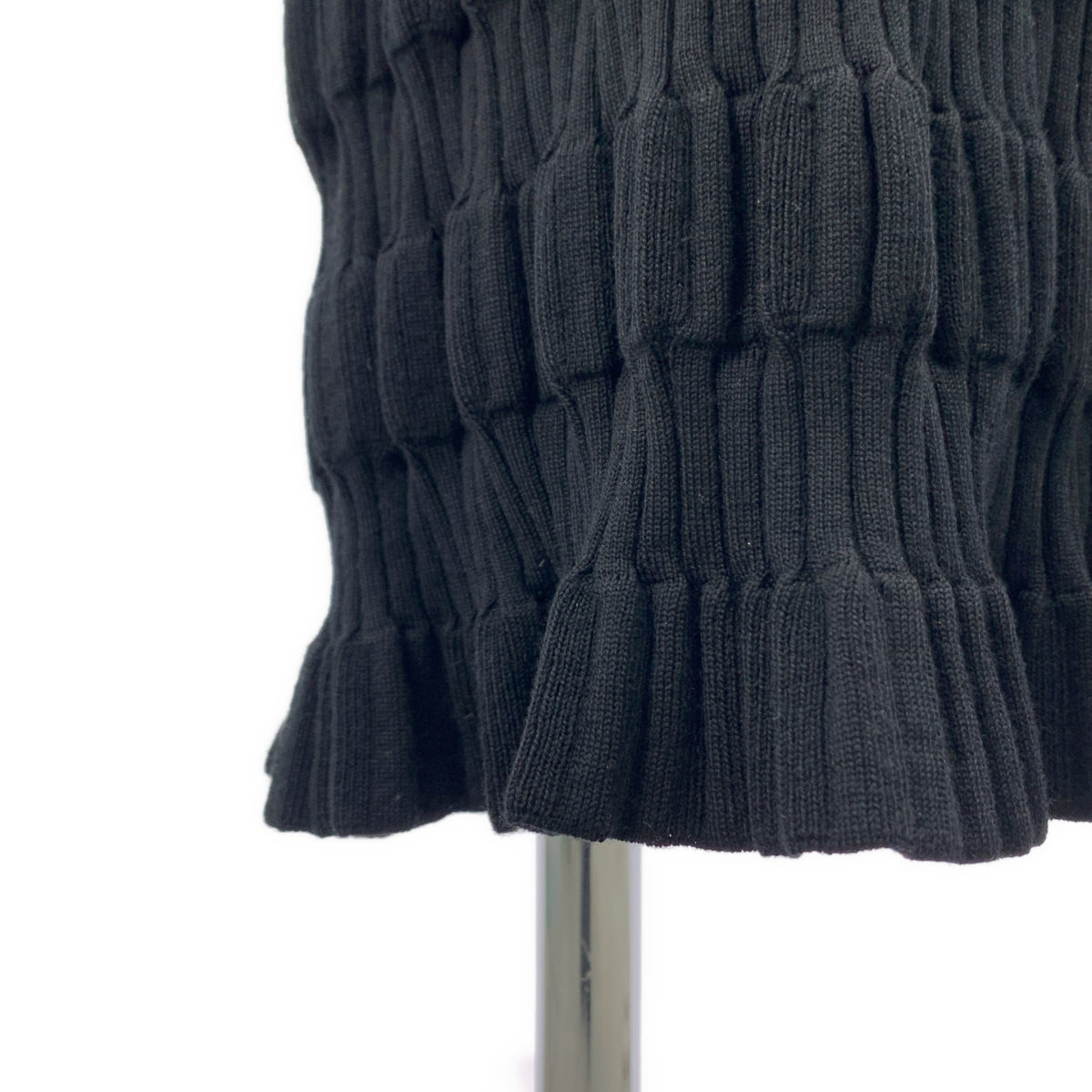 FETICO | 2024 秋冬 | 條紋羅紋針織洋裝 | F碼 | 黑色 | 女款