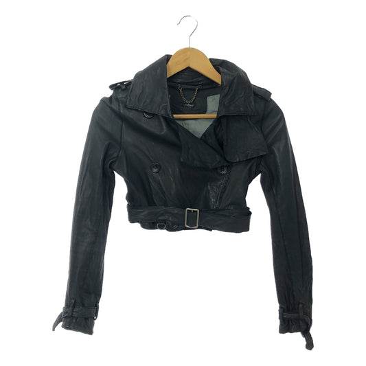 Sisii | Leather cropped peacoat short jacket | XXS |