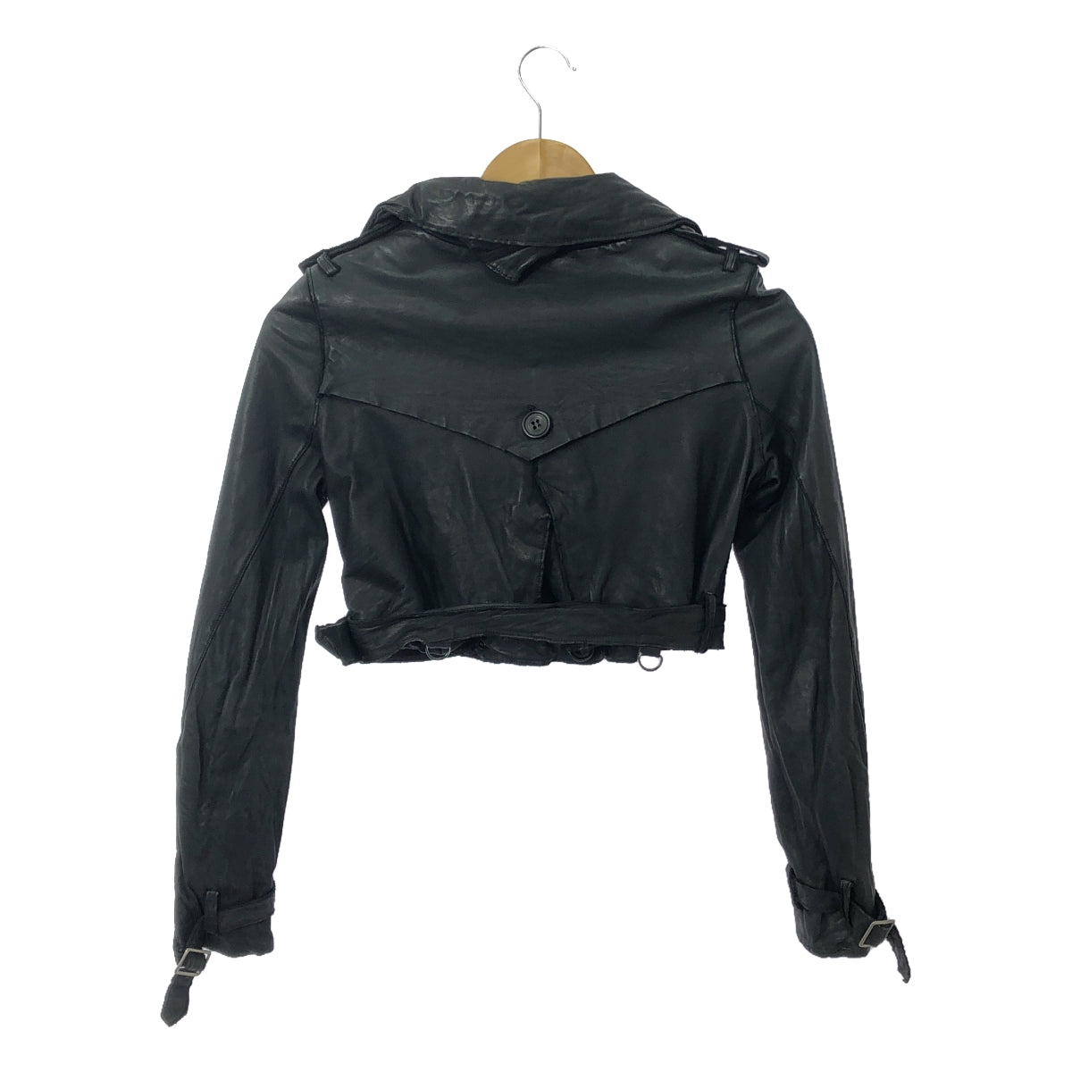 Sisii | Leather cropped peacoat short jacket | XXS |