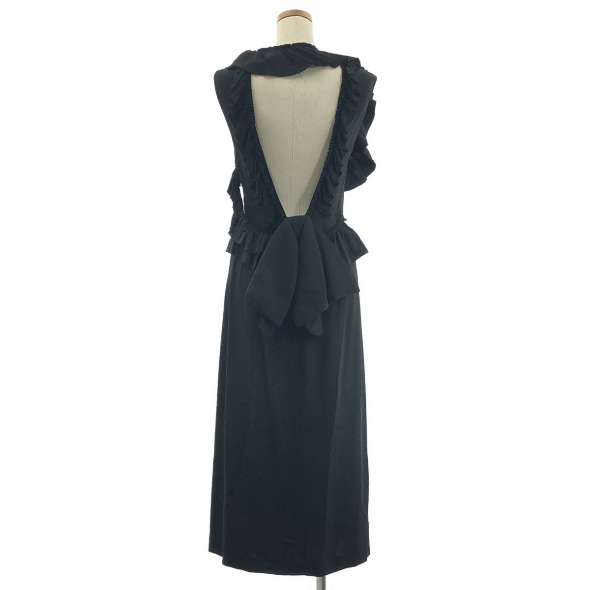 [미품] Simone Rocha / 시모네로샤 | 백 리본 스트레치 레이온 프릴 원피스 | UK6 | 블랙 | 여성