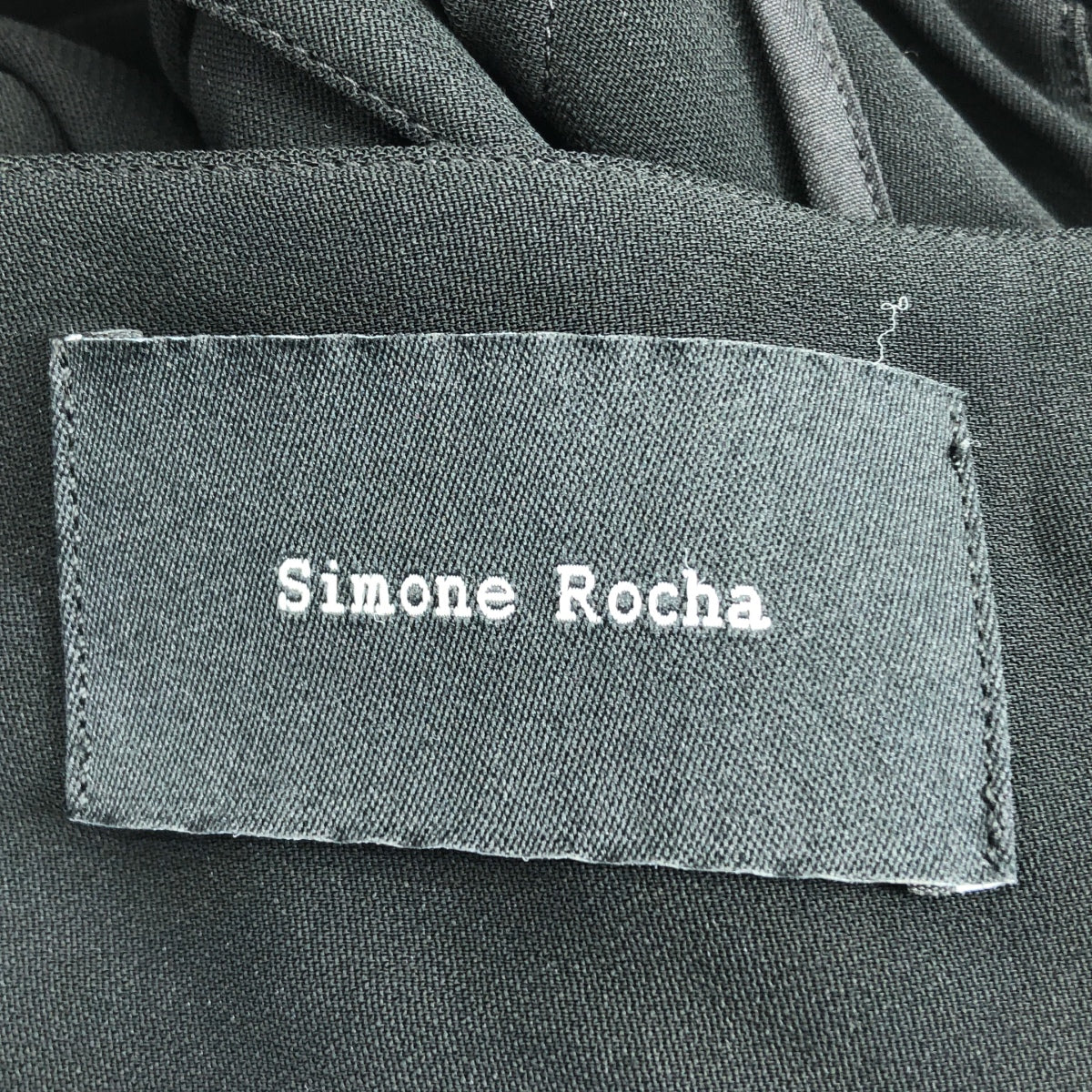 [狀況極佳] Simone Rocha | 後背緞帶彈性人造絲荷葉邊洋裝 | 英國尺寸 6 | 黑色 | 女款