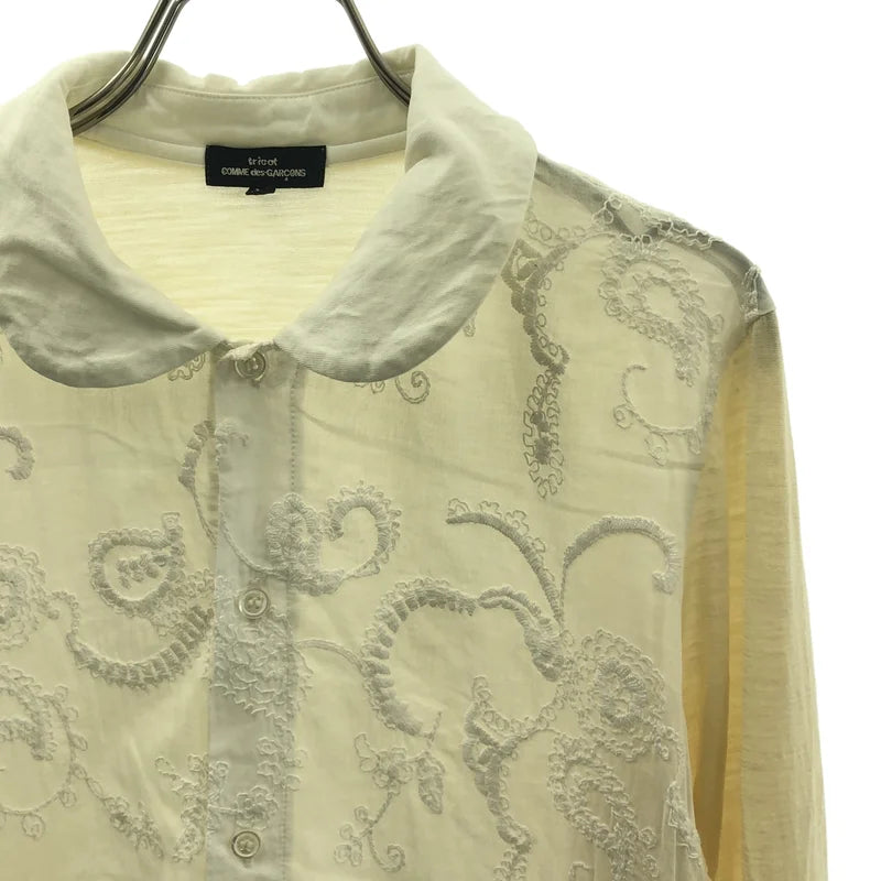tricot COMME des GARCONS / トリココムデギャルソン | 丸襟 エンブロイダリー シャツ ブラウス | M | レディース