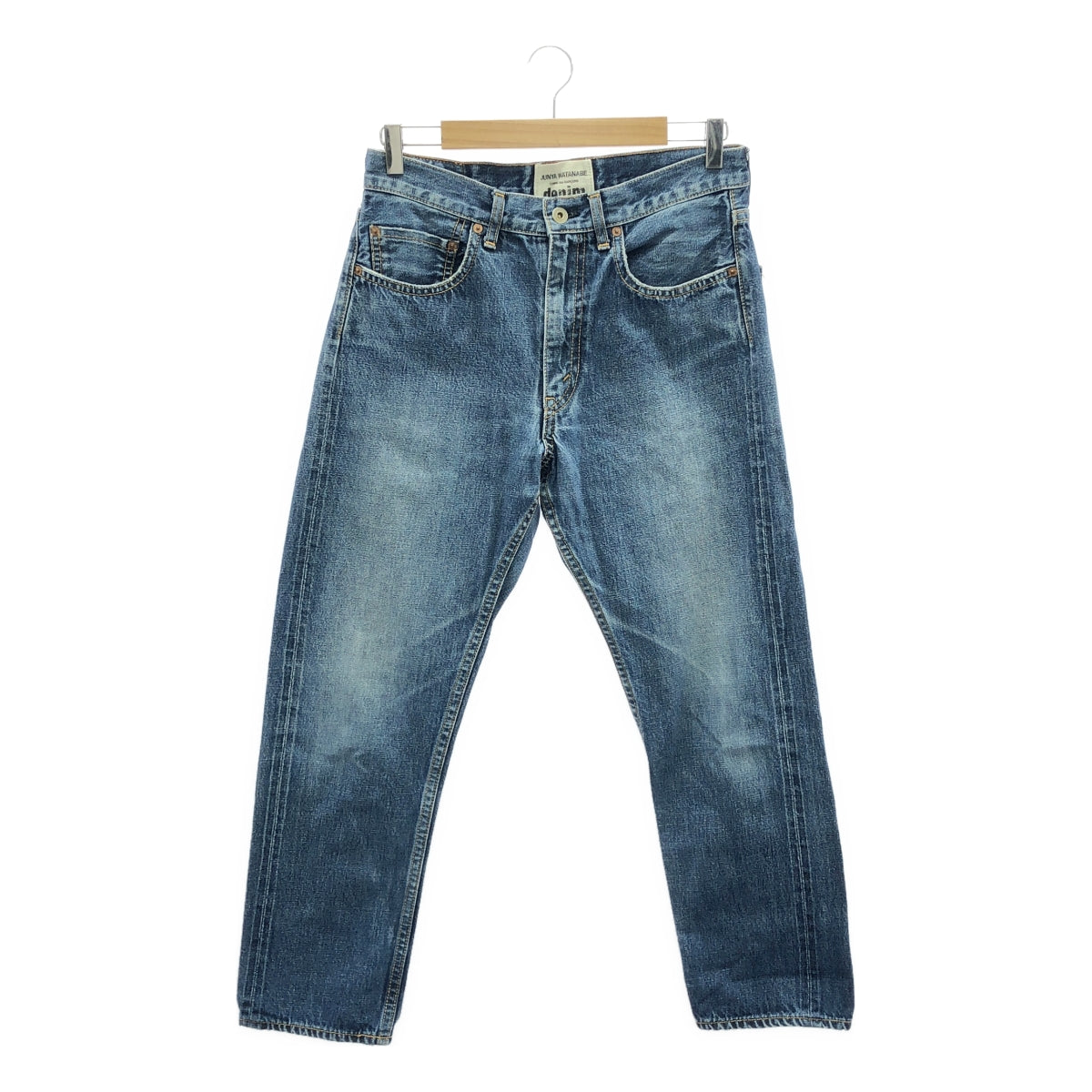 JUNYA WATANABE COMME des GARCONS / ジュンヤワタナベ | レザーパッチ セルビッチ デニムパンツ | S | インディゴ | レディース
