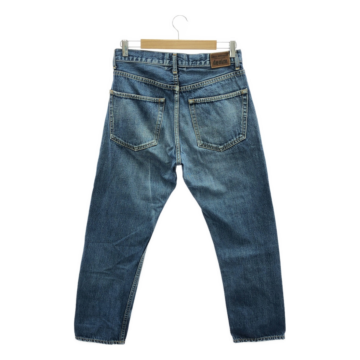 JUNYA WATANABE COMME des GARCONS / ジュンヤワタナベ | レザーパッチ セルビッチ デニムパンツ | S | インディゴ | レディース