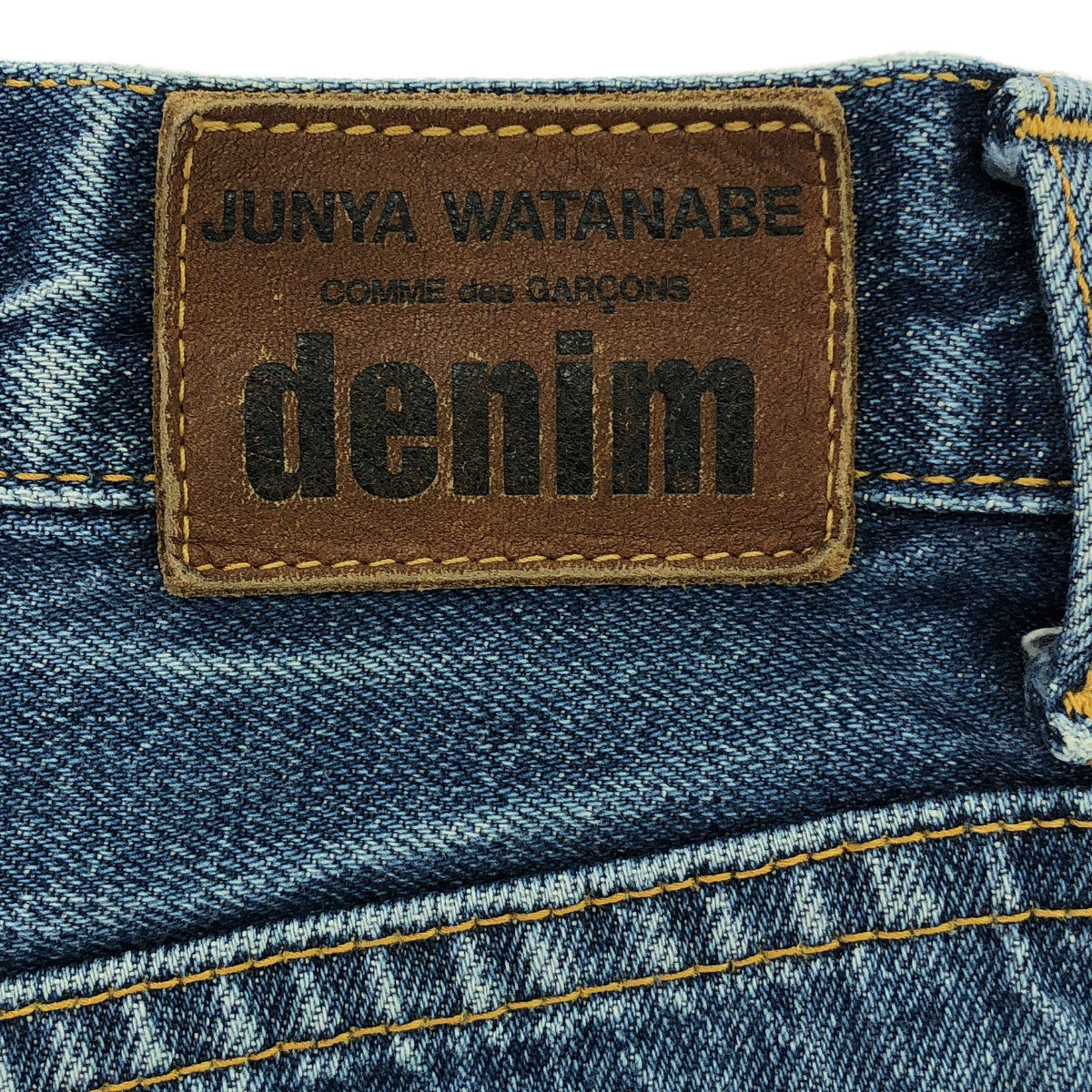 JUNYA WATANABE COMME des GARCONS / ジュンヤワタナベ | レザーパッチ セルビッチ デニムパンツ | S | インディゴ | レディース