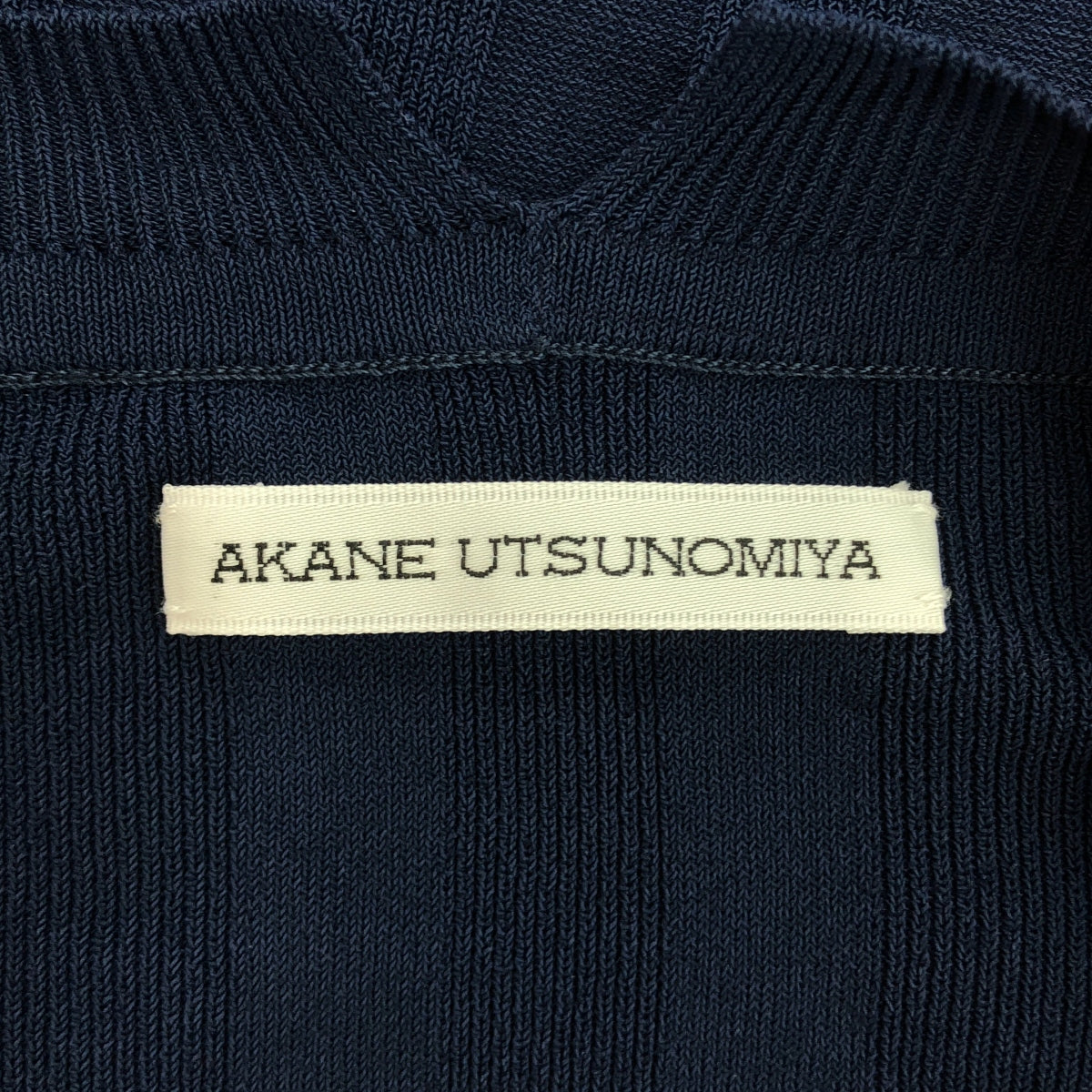 AKANE UTSUNOMIYA | Rayon side slit rib knit | 36 | Navy | Women's