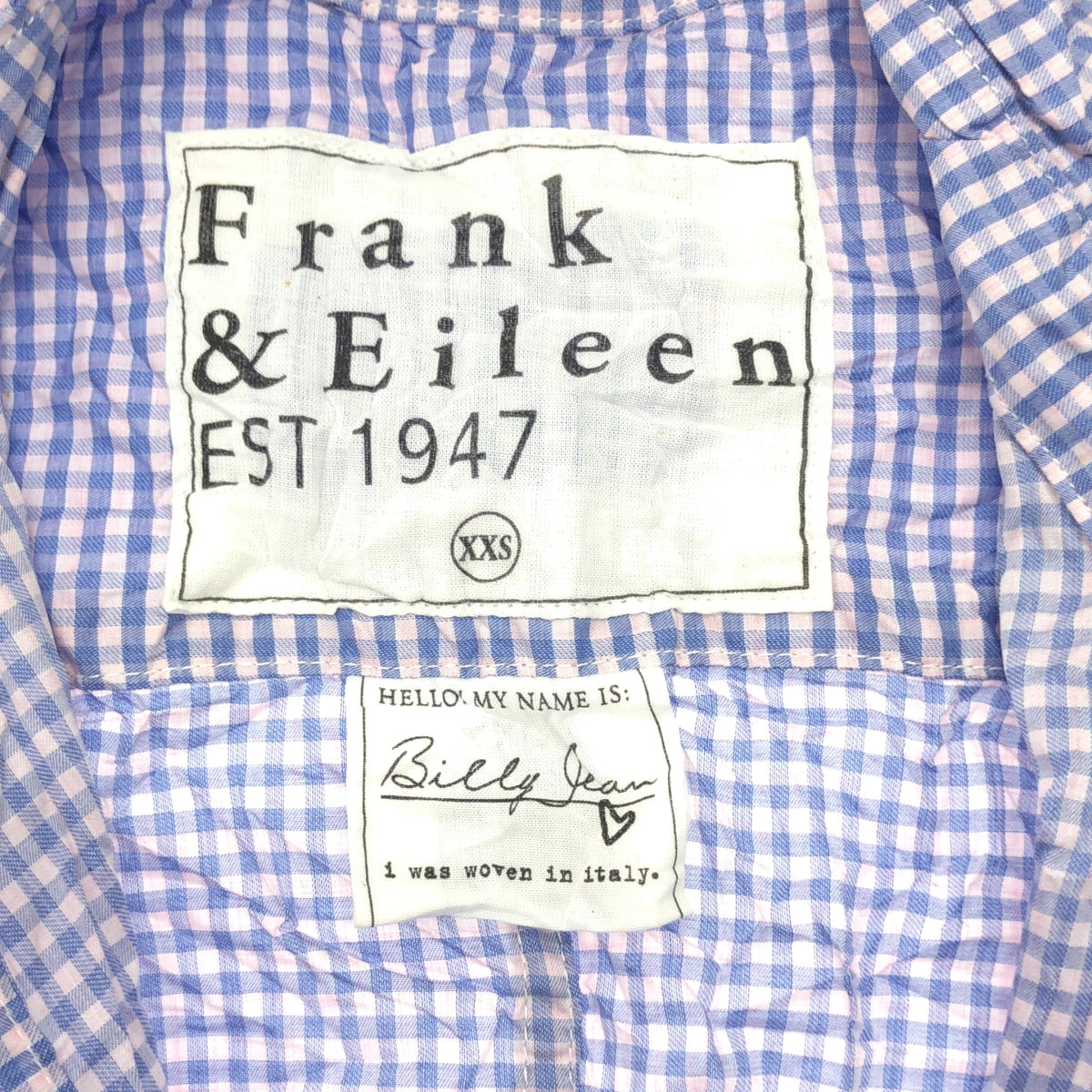 Frank&amp;Eileen | 船領褶皺短袖襯衫 | XXS | 藍色/粉紅色 | 女款