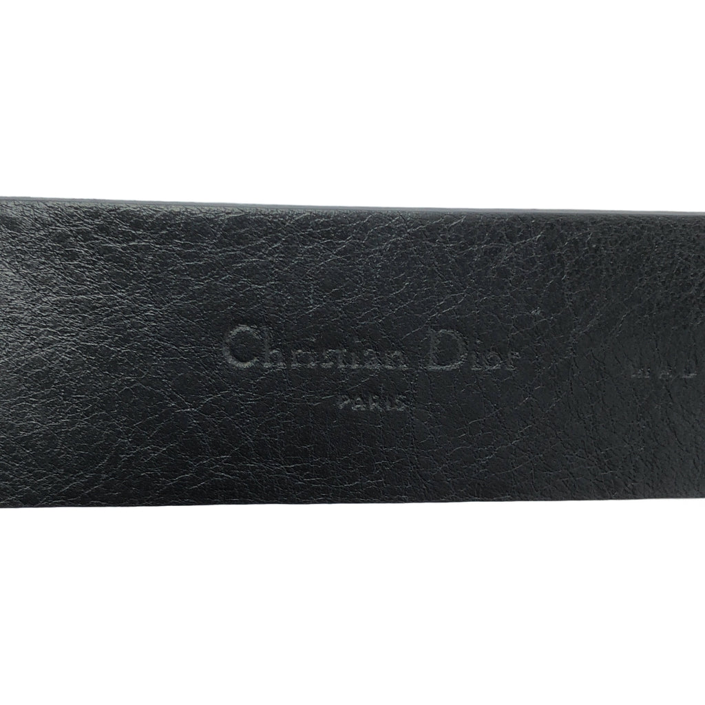 Christian Dior / クリスチャンディオール | CDロゴ パテントレザー ベルト | T36 | ブラック | レディース