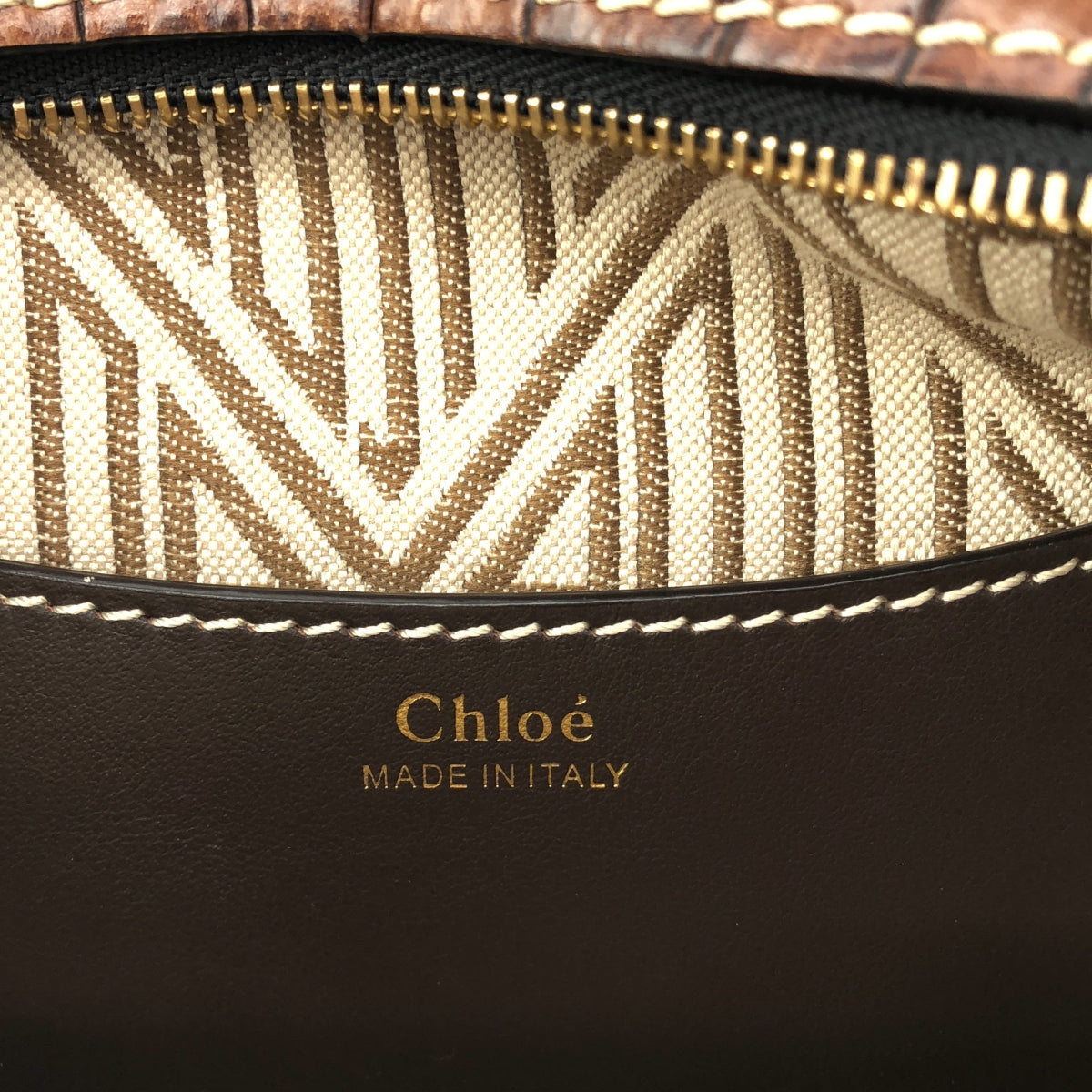 [狀況良好] Chloe | DARIA 鱷魚壓紋雙向手鍊單肩包 |布朗 |女性的