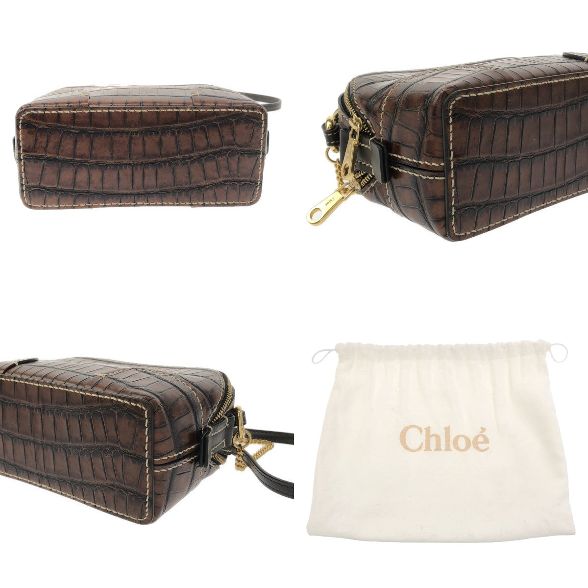 【美品】  Chloe / クロエ | DARIA ダリア クロコ型押し 2Way ハンド チェーン ショルダーバッグ | ブラウン | レディース