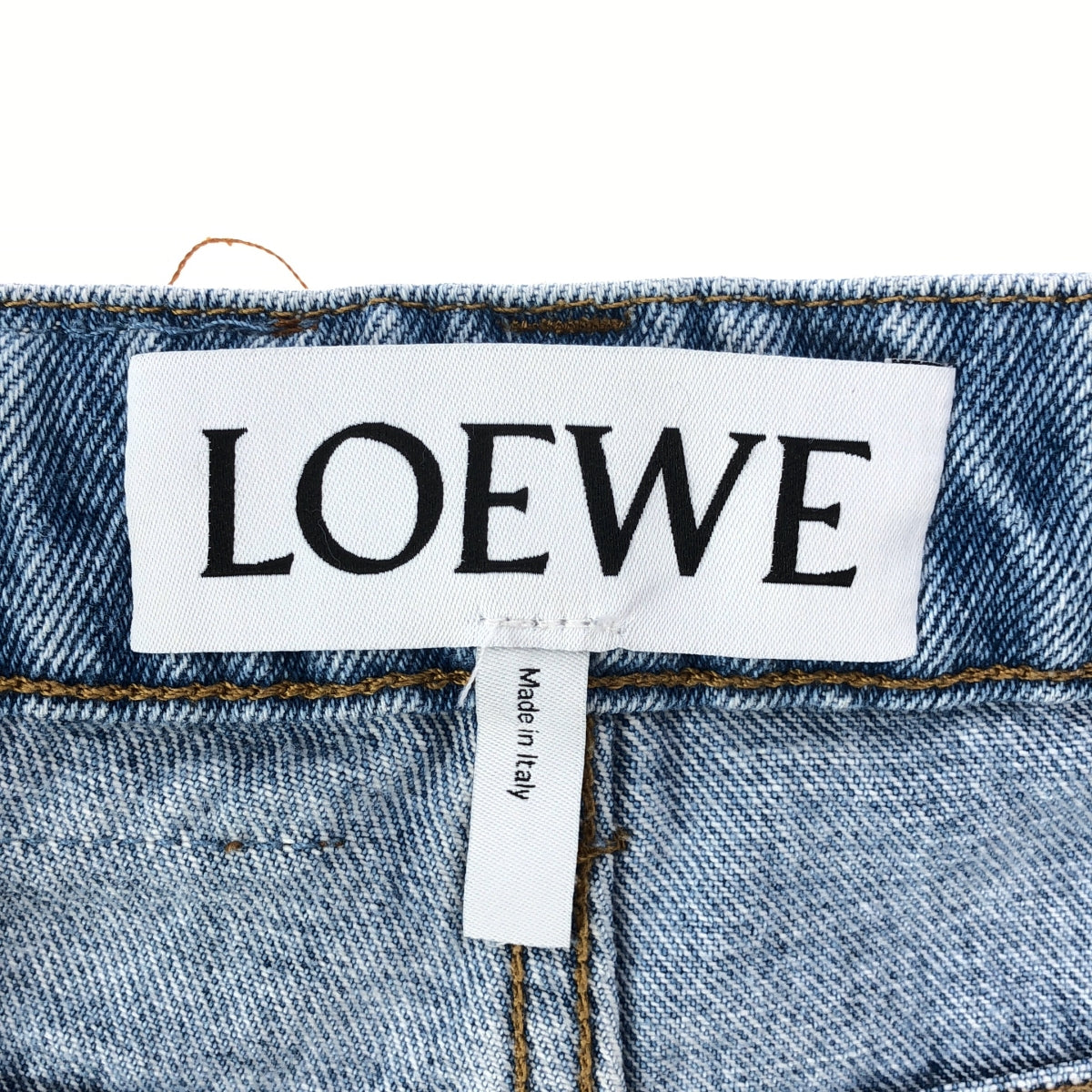 LOEWE | Leather patch roll-up fisherman denim pants | 34 | Indigo | Women's