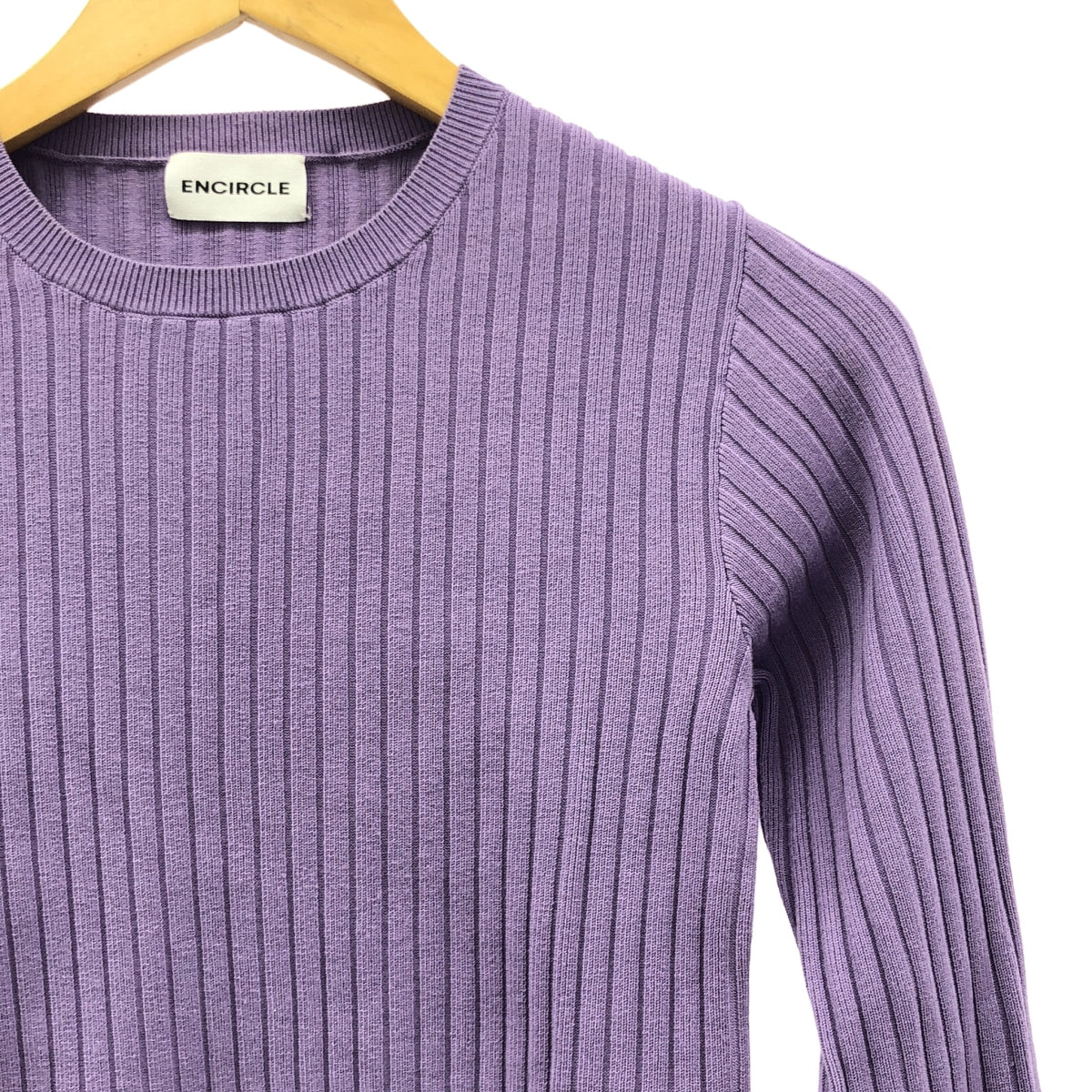 ENCIRCLE / エンサークル | Rib knit top / クルーネック リブ ニット | F | パープル | レディース