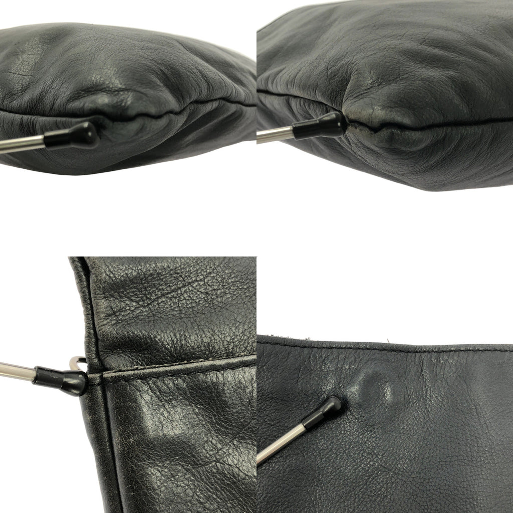 LES BASIQUES / 레버직 | 가죽 플랙 숄더백 | 블랙 | 여성