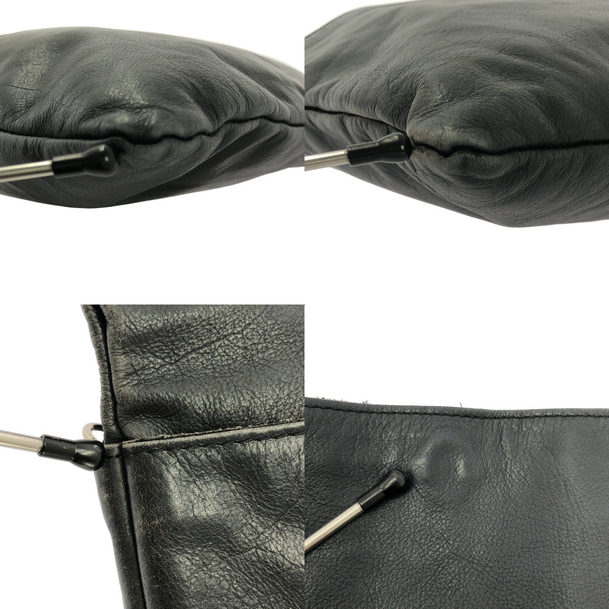 LES BASIQUES / 레버직 | 가죽 플랙 숄더백 | 블랙 | 여성