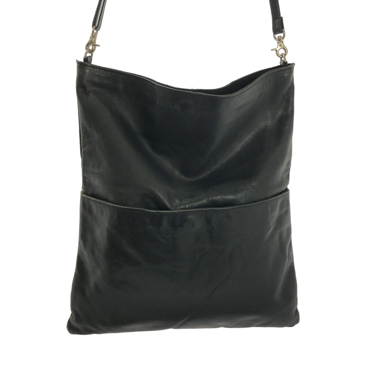 LES BASIQUES / 레버직 | 가죽 플랙 숄더백 | 블랙 | 여성