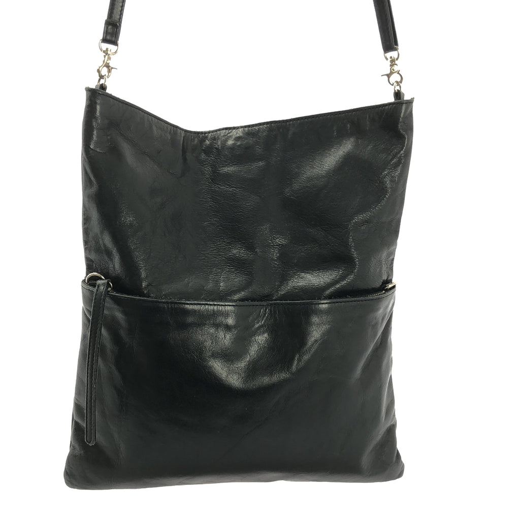 LES BASIQUES / 레버직 | 가죽 플랙 숄더백 | 블랙 | 여성