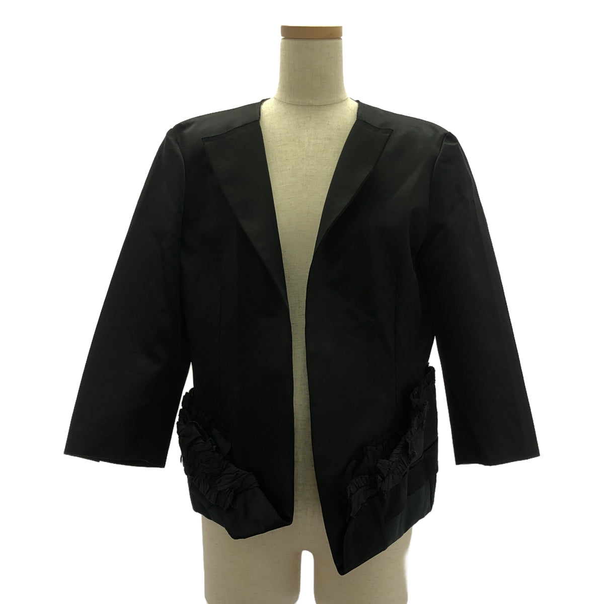 COMME des GARCONS |無領、荷葉邊下擺設計外套 | M |黑色 |女性的