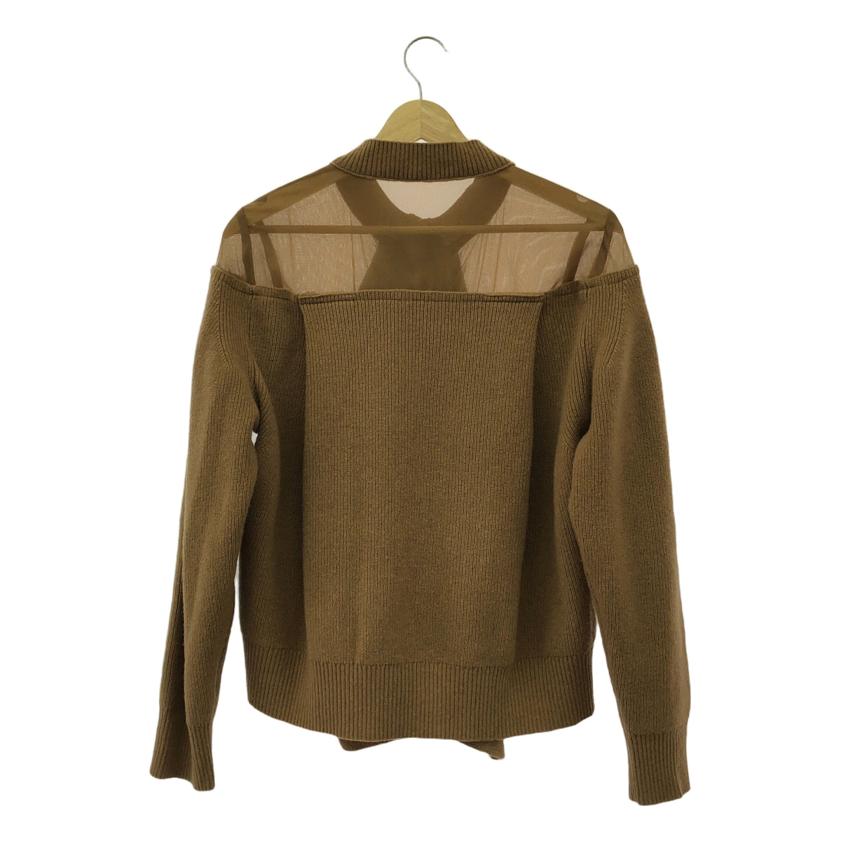 sacai / サカイ | 2023AW | Chiffon Mix Wool Knit Cardigan ウール カーディガン | 2 | ブラウン | レディース
