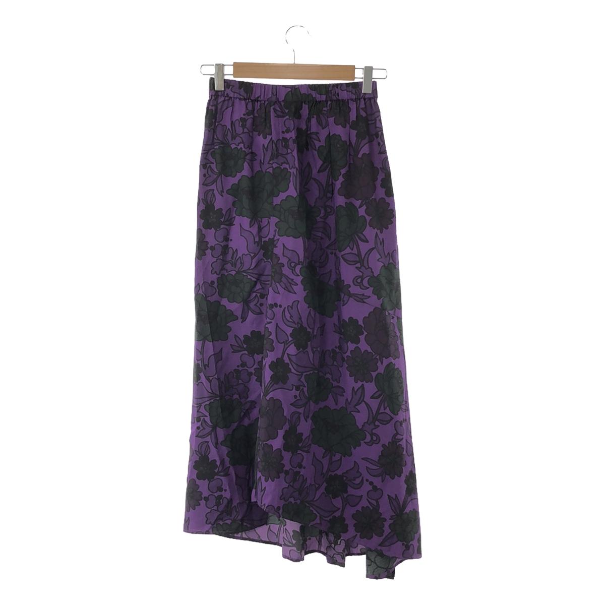 Christian Wijnants | All-over print asymmetrical long skirt | 38 | Purple/Green/Black | Women's