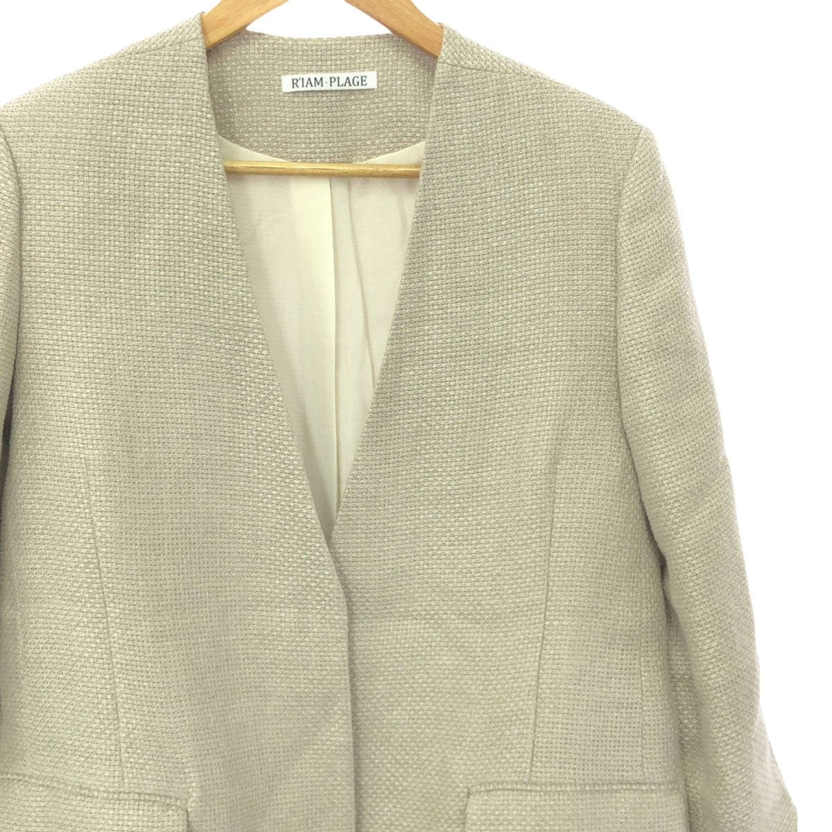 [Good Condition] Plage / Plage | 2023SS | [R'IAM] FABRICA Linen No-Collar Jacket | 38 | Beige | Women's