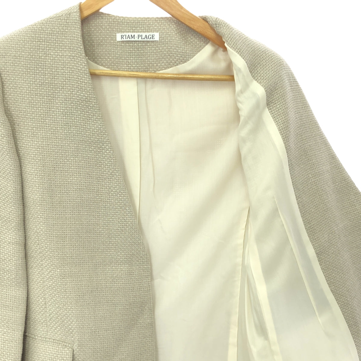 [Good Condition] Plage / Plage | 2023SS | [R'IAM] FABRICA Linen No-Collar Jacket | 38 | Beige | Women's