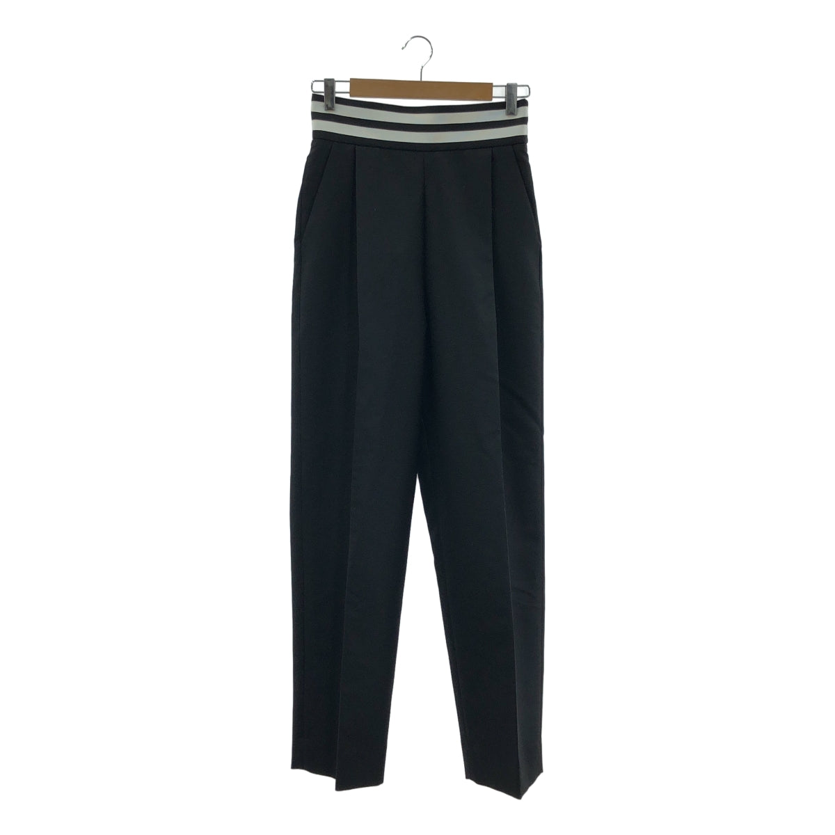【美品】  THE RERACS / ザリラクス | TUXEDO PANTS ウエストライン タキシード ウール 2タック パンツ | 38 | ブラック/ホワイト | レディース