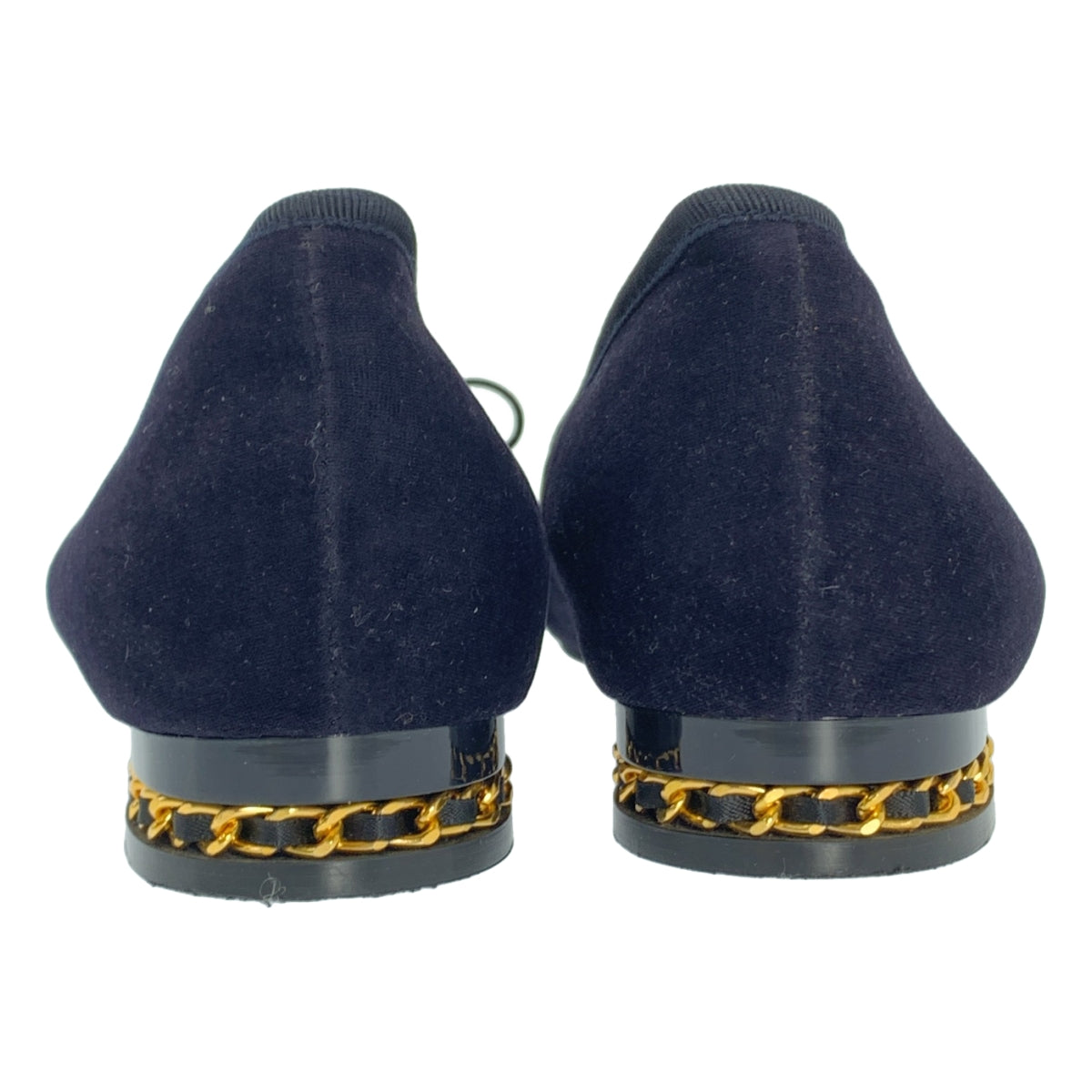 Le Talon / 루타론 | GRISE / 스웨이드 바이 컬러 리본 체인 장식 힐 플랫 신발 | M | 여성