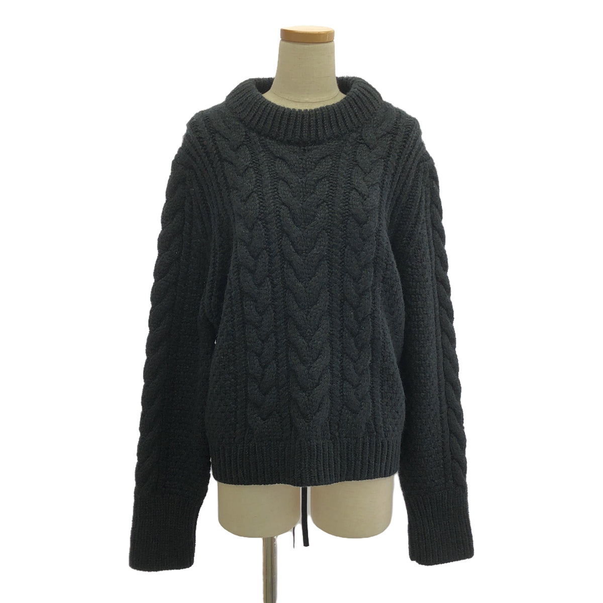 [新] Cecilie Bahnsen | HOPE JUMPER 後背開放式麻花針織 |中號/大號 |黑色 |女性的