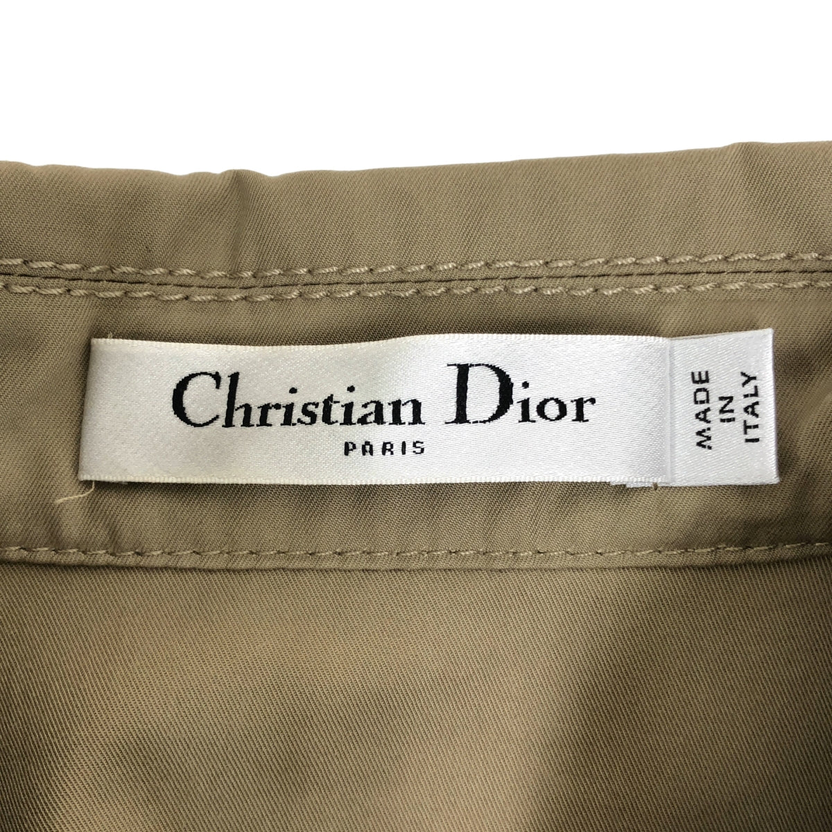 Christian Dior / クリスチャンディオール | コットン Bee刺しゅう プリーツ ベルテット ジップアップ 半袖ワンピース | 36 | レディース