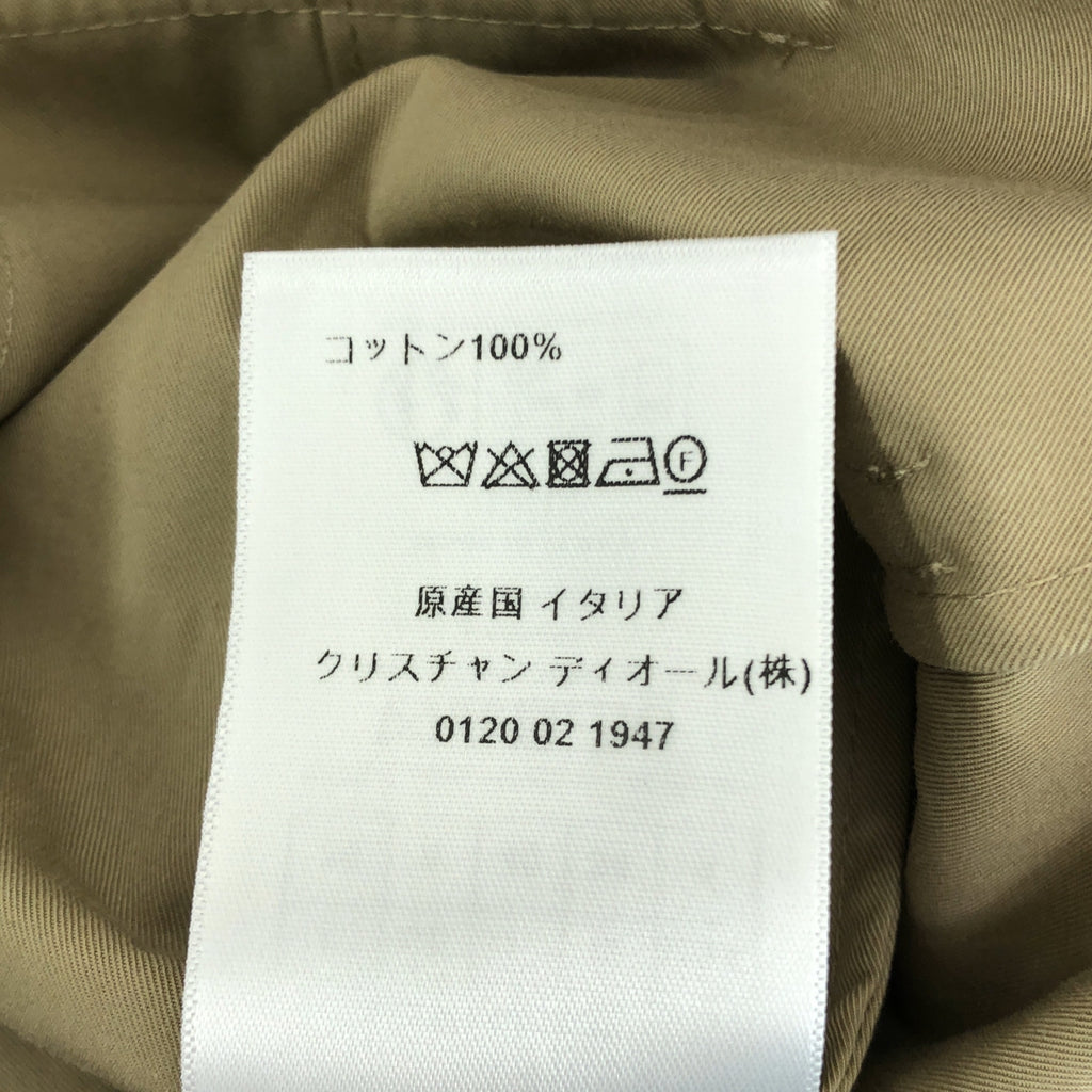 Christian Dior / クリスチャンディオール | コットン Bee刺しゅう プリーツ ベルテット ジップアップ 半袖ワンピース | 36 | レディース