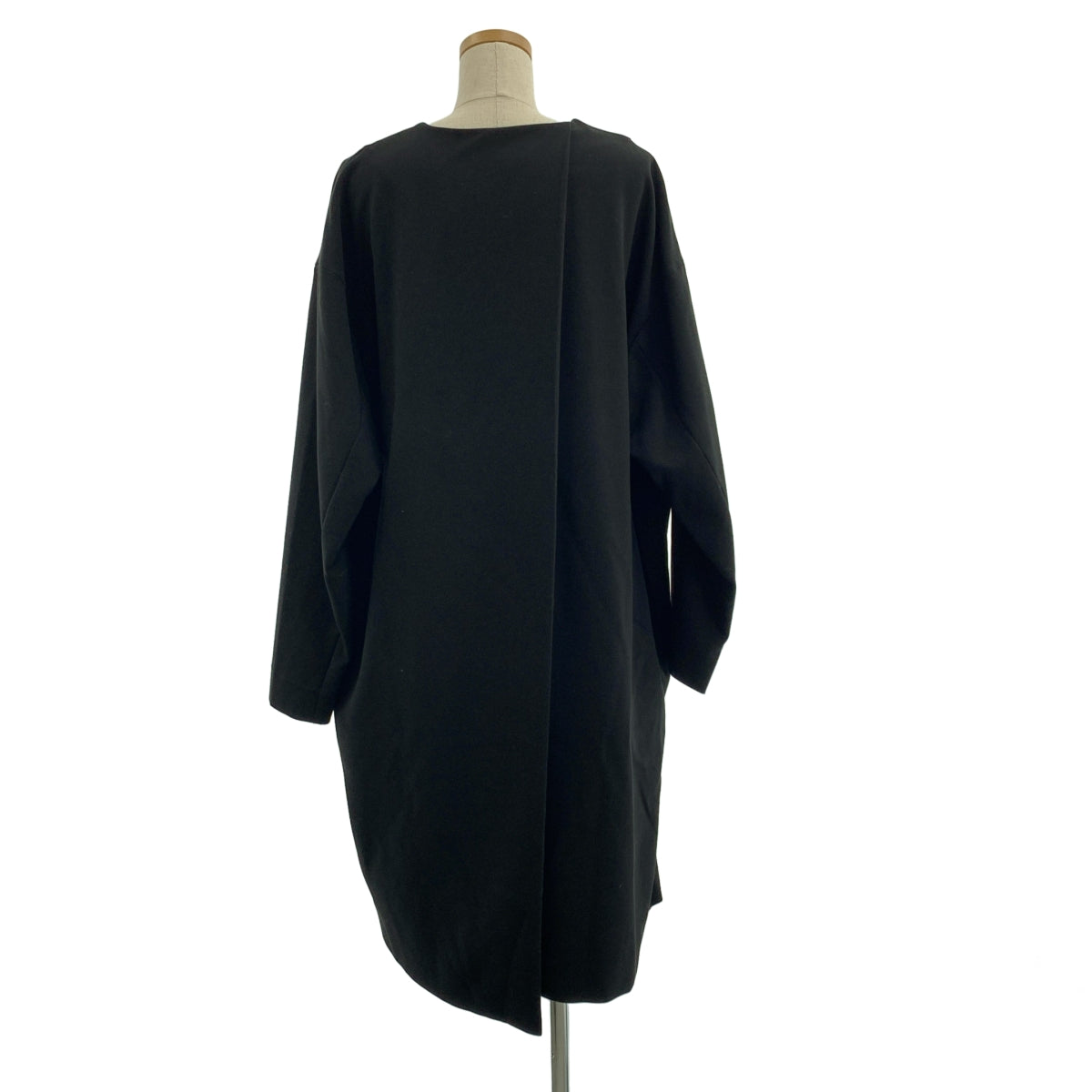 ENFOLD | 海綿雙交叉V領褶皺連身裙，帶口袋 | 38碼 | 黑色 | 女款