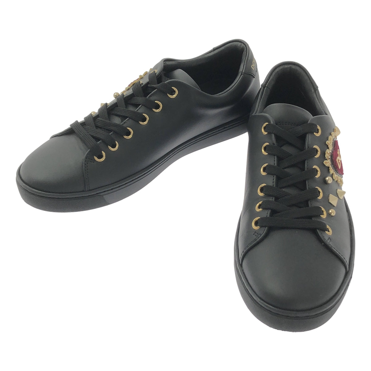 [狀況極佳] DOLCE &amp; GABBANA | 皮革鉚釘運動鞋 | 37碼 | 黑色 | 女款