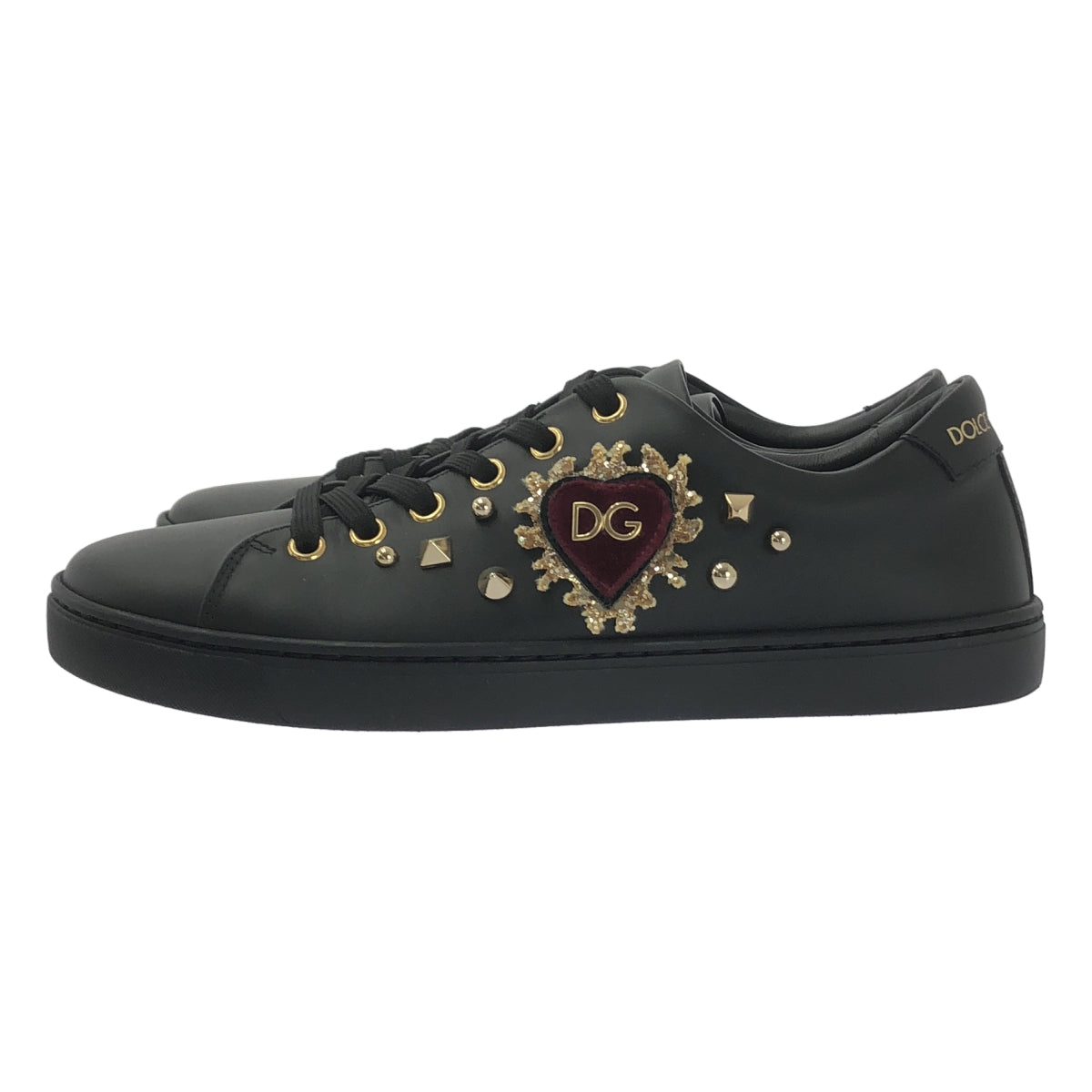 [狀況極佳] DOLCE &amp; GABBANA | 皮革鉚釘運動鞋 | 37碼 | 黑色 | 女款
