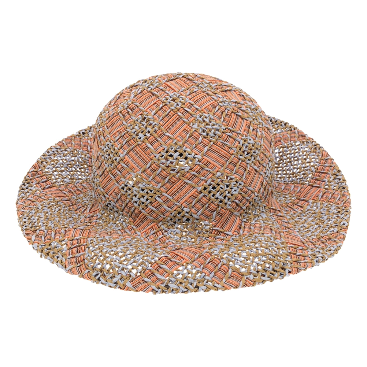 [狀況極佳] La Maison de Lyllis | FONTANA 絲帶編織帽 | 尺寸 57 | 橙色/藍色/棕色 | 女款