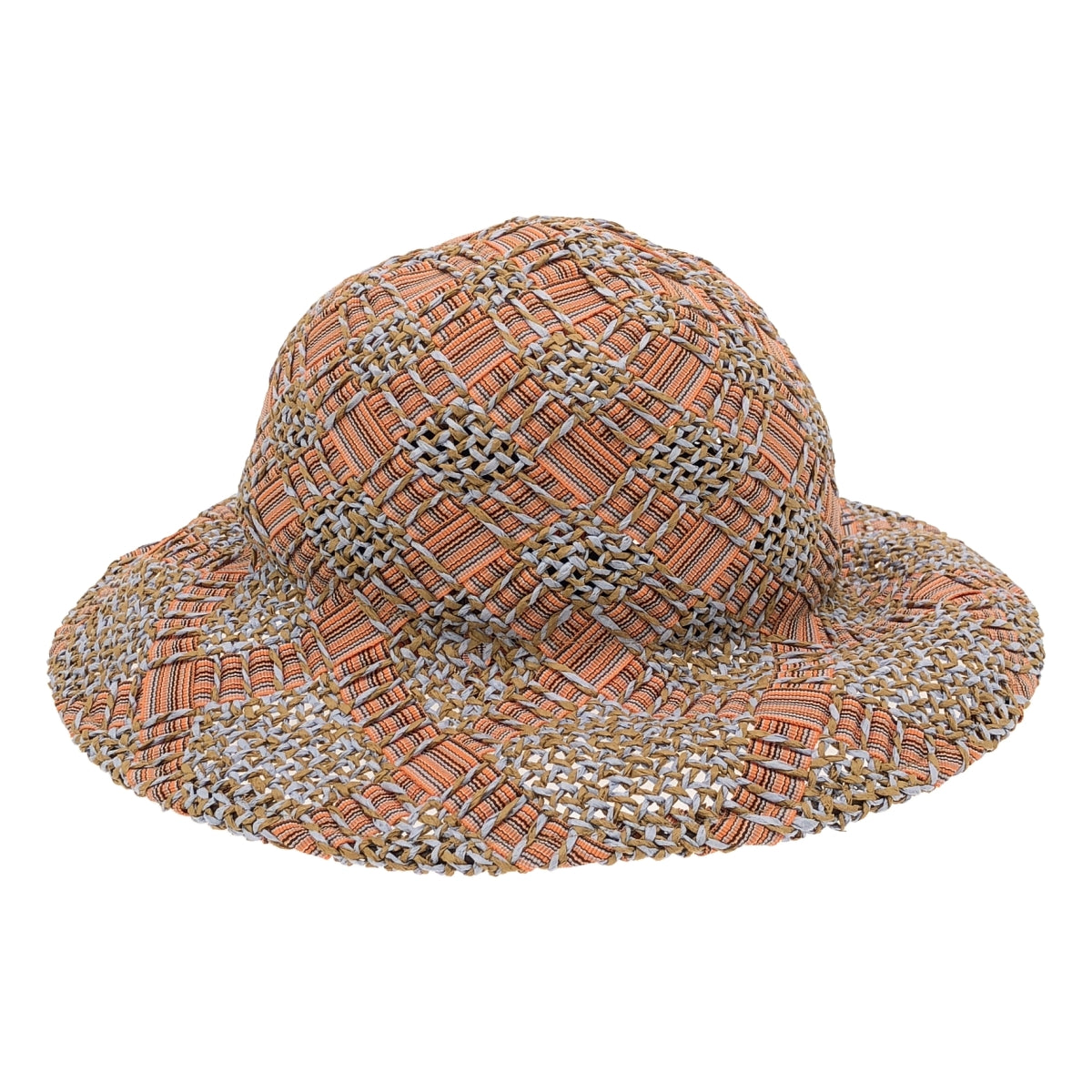 [狀況極佳] La Maison de Lyllis | FONTANA 絲帶編織帽 | 尺寸 57 | 橙色/藍色/棕色 | 女款