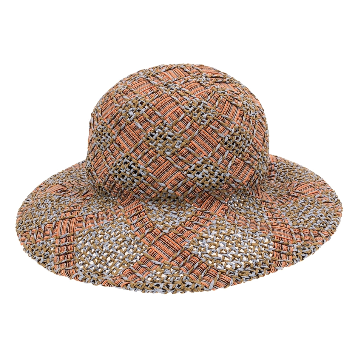 [狀況極佳] La Maison de Lyllis | FONTANA 絲帶編織帽 | 尺寸 57 | 橙色/藍色/棕色 | 女款