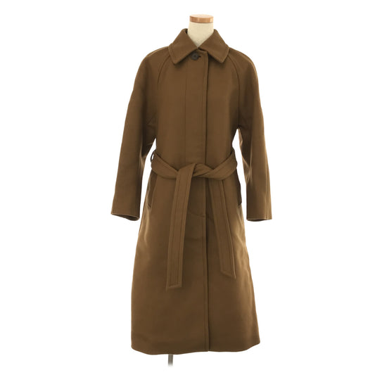 LENO | Belted fly-front wool long coat | 2 | Brown | Women's