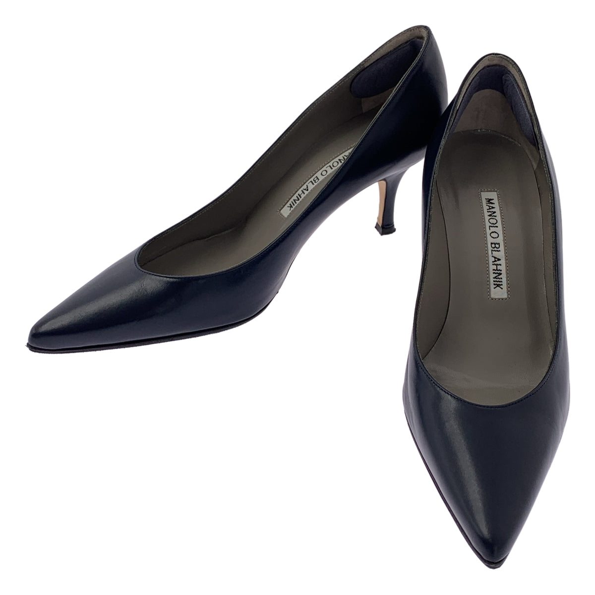 MANOLO BLAHNIK / マノロブラニク | レザー ポインテッドトゥ ヒール パンプス | 35 1/2 | レディース