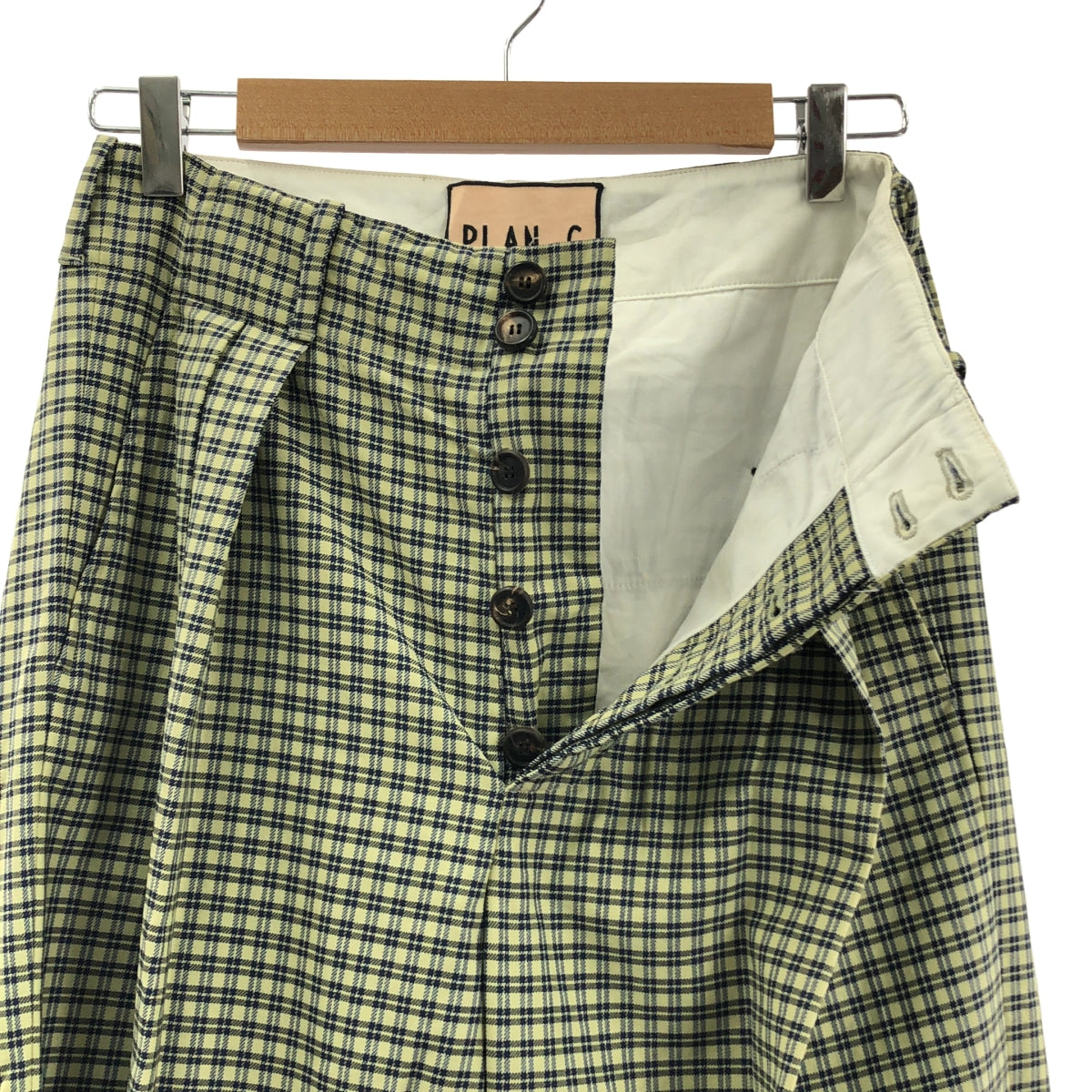 Plan C / 플랜시 | 체크 와이드 2 택 팬츠 | 36 |