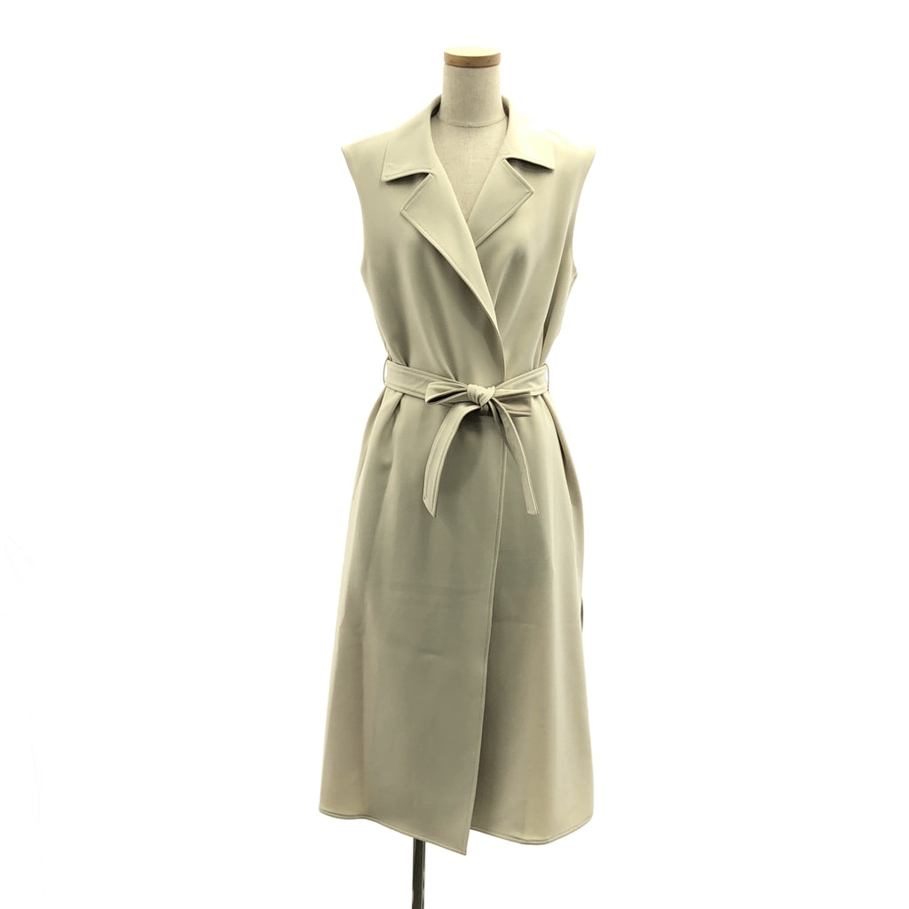 BEIGE， / ベイジ | 異素材 切替 ベルテッド スリット スリーブレス コート | 2 | レディース