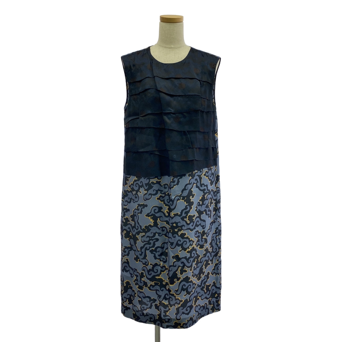 DRIES VAN NOTEN | 2015秋冬 | 層疊無袖長裙 | 36 | 藍色/橘子/黑 | 女款