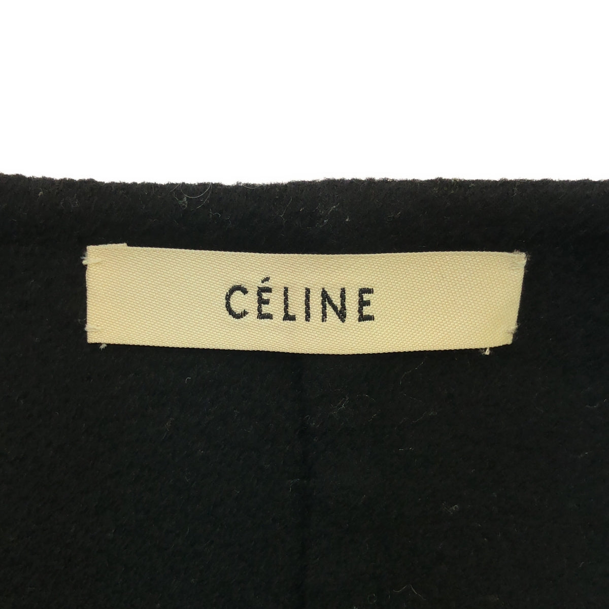 席琳 | Phoebe 羊絨混紡無領 Crombie 大衣 | 38 |黑色 |女性的