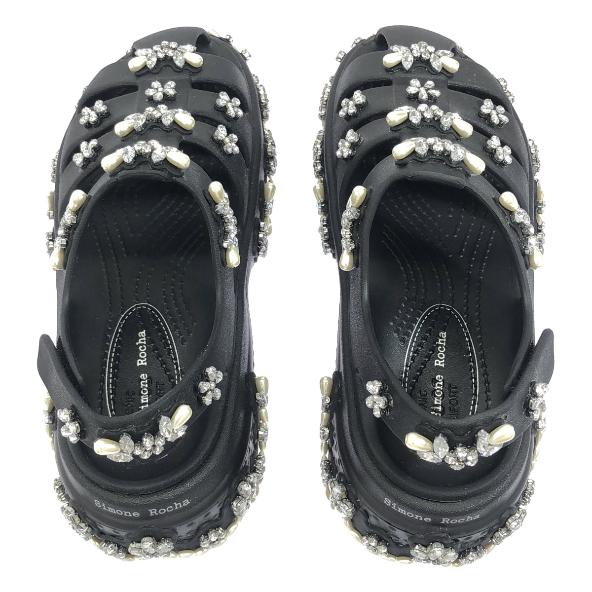 [類似新品] Simone Rocha x Crocs Stomp Fisherman 厚底涼鞋，附寶石裝飾，6 碼，黑色，女款