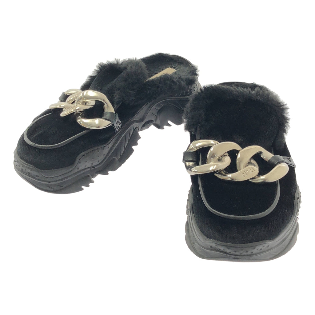 N°21 / ヌメロヴェントゥーノ | ファー トリム チェーン ミュール シューズ | 36 | レディース