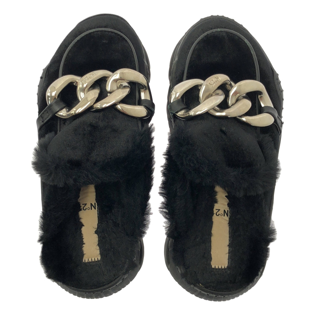 N°21 / ヌメロヴェントゥーノ | ファー トリム チェーン ミュール シューズ | 36 | レディース