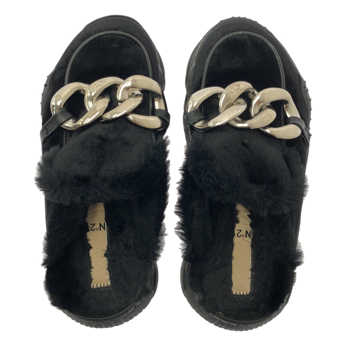 N°21 / ヌメロヴェントゥーノ | ファー トリム チェーン ミュール シューズ | 36 | レディース