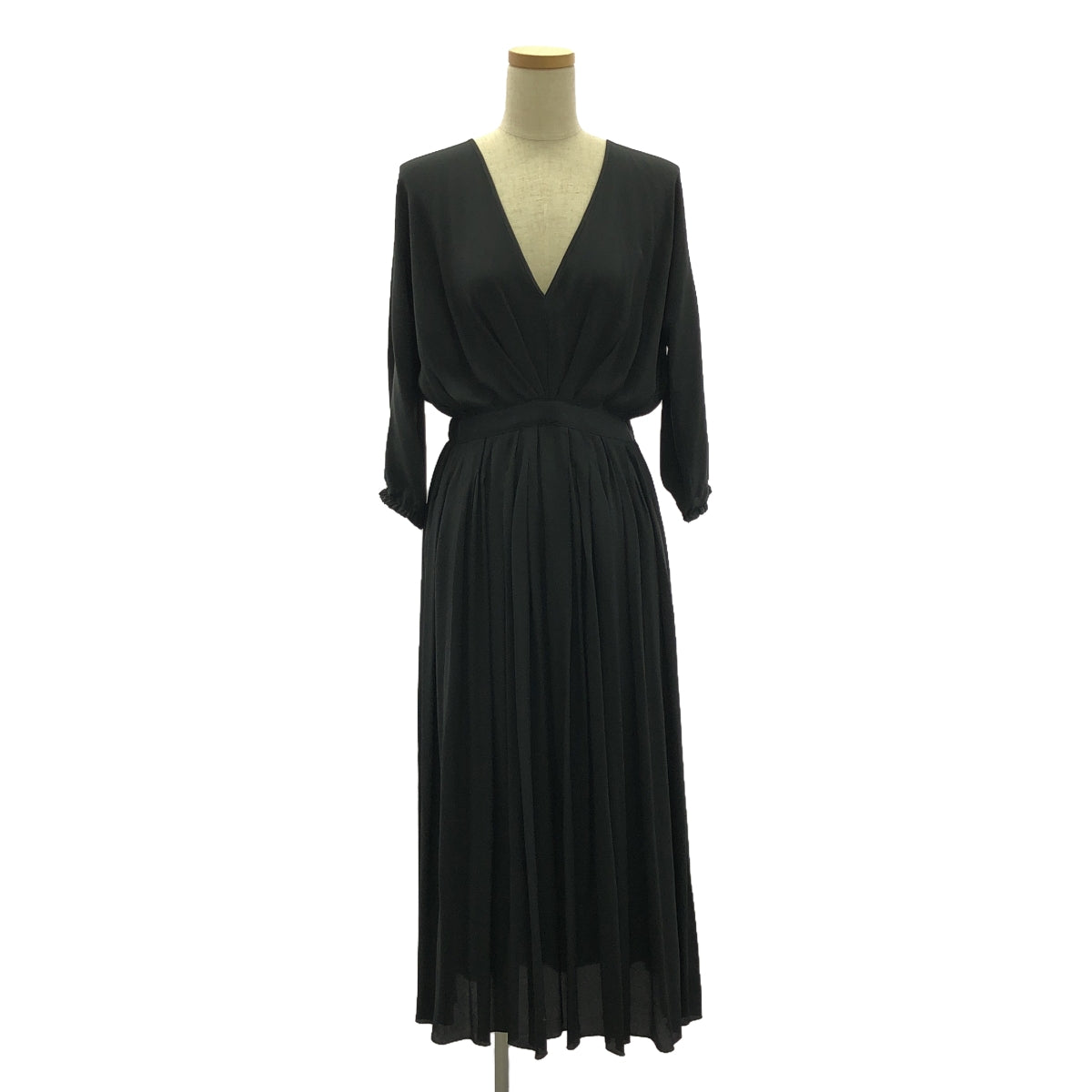 [Beautiful condition] N°21 / Numero Ventuno | Acetate silk gathered volume dress one-piece | 38 | Black | Women's