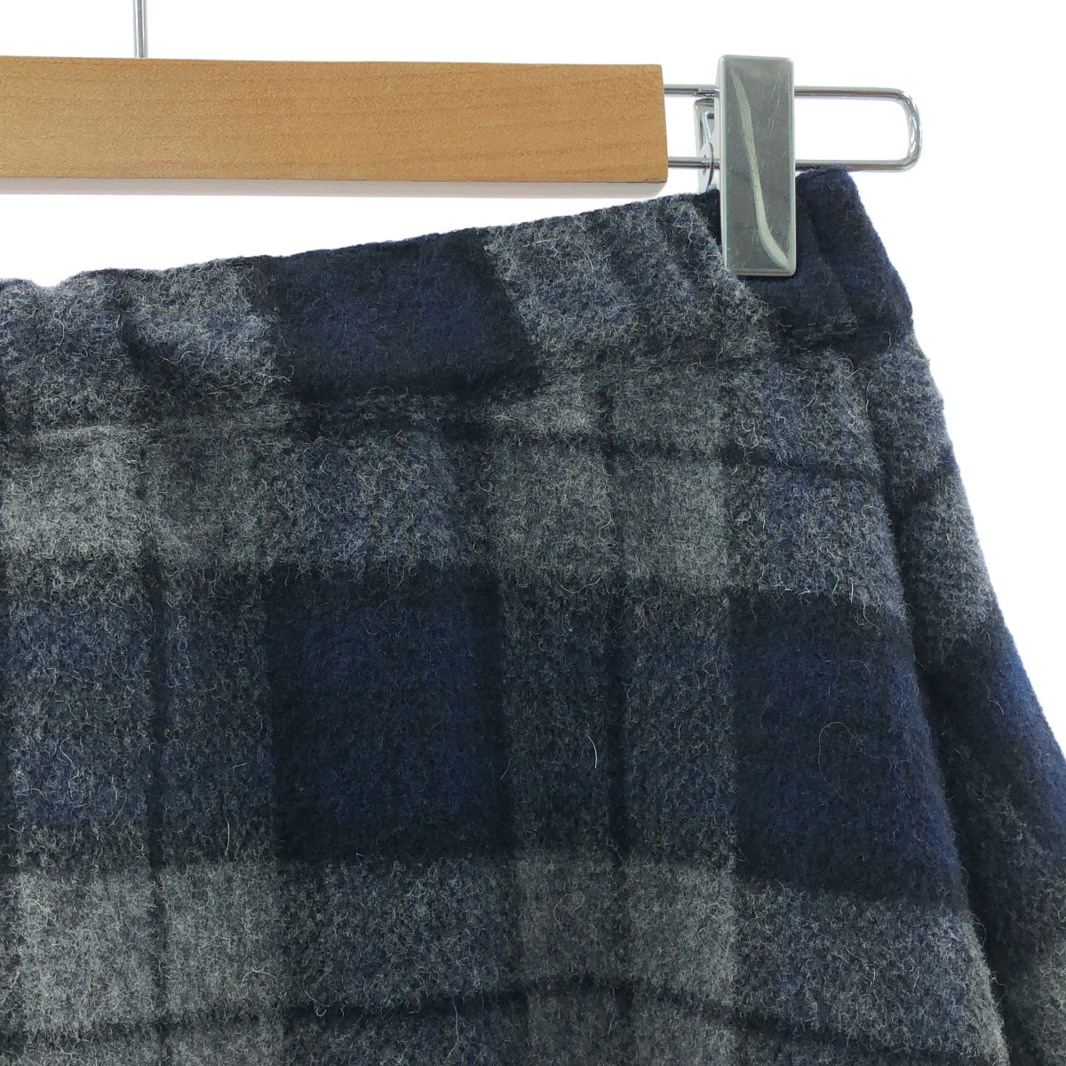 gomme / 고무 | 체크 플리츠 롱 이지 스커트 | M | 네이비 / 블랙 | 여성