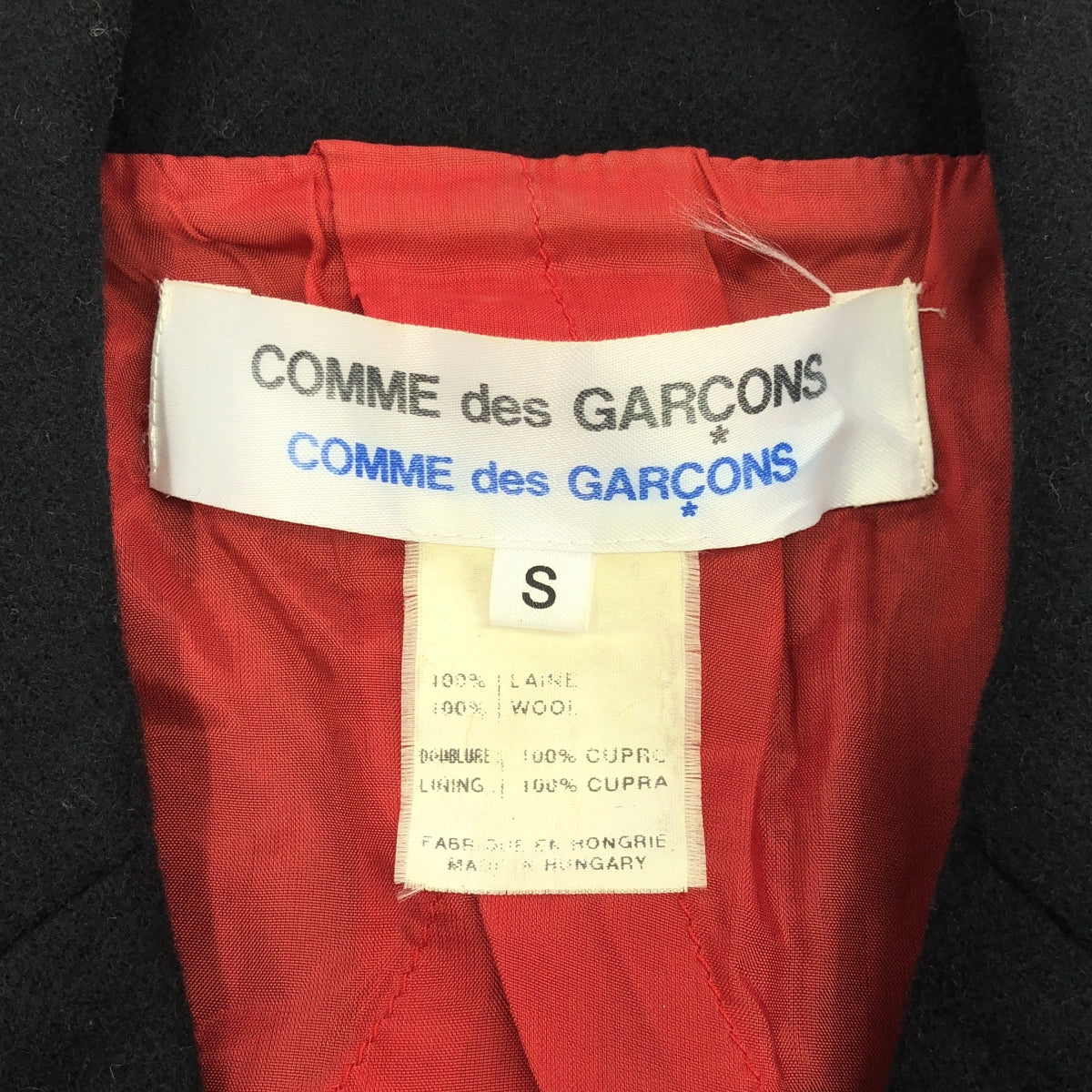COMME des GARCONS COMME des GARCONS / 콤콤 | 울 싱글 브레스트 재킷 | S | 블랙 | 여성